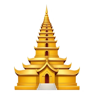 Dai minority pagoda in Xishuangbanna, simplified emoji style with bold outlines and bright colors, cartoon style golden Buddhist tower sticker