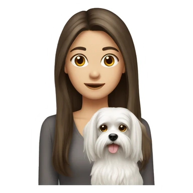 Brunette girl long hair with Maltese dog sticker