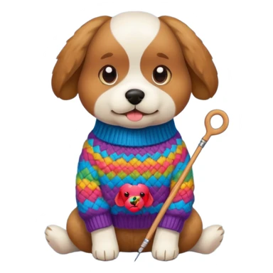 dog knitting a sweater sticker