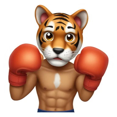 A boxer tiger with his hands on the lineA boxer tiger with hands on the line of the face  sticker