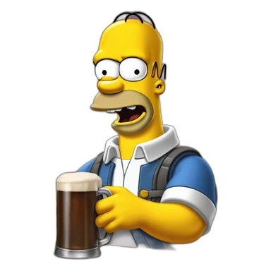 Homer Simpsons buvant une bière sticker