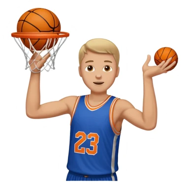 A white man with a basketball, doing a layup sticker