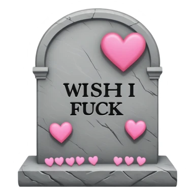 Headstone that says wish i gave a fuck with pink hearts sticker