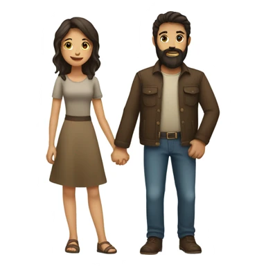 Brunette girl and boy with beard holding hands  sticker