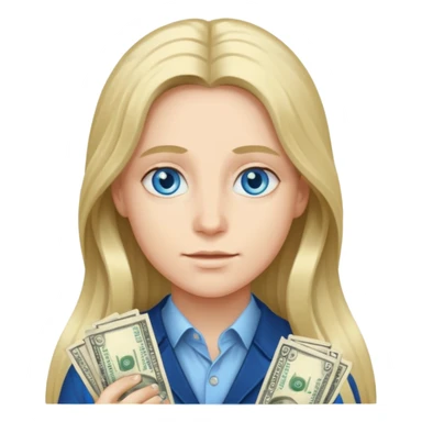Long hair with blue eyes and money  sticker