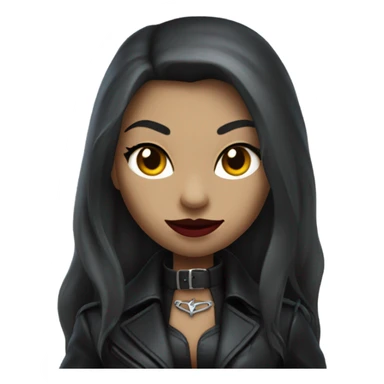 vampire catwomen with long hair at leather coat , full body sticker