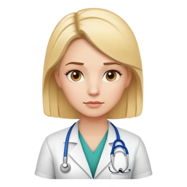 blonde female physical therapist with thoughtful expression, wearing professional medical attire sticker