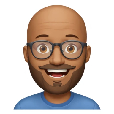 bald headed brown man salt and pepper beard glasses laughing sticker