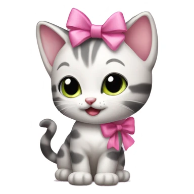 cute kitten with a pink bow on its tail sticker