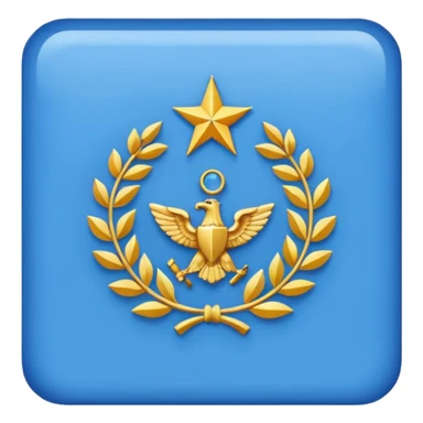A blue rectangle with a white border. Rank insignia  sticker