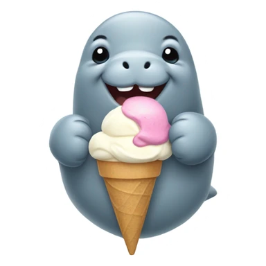 Manatee eating ice cream sticker
