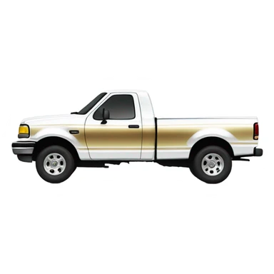 side view of a 1995 f150 short bed single cab ford f150 white with thick gold stripe at the bottom and big chrome silver rims  sticker