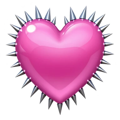 pink glittery heart with chrome spikes sticker
