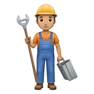 full body labour worker carrying tools sticker