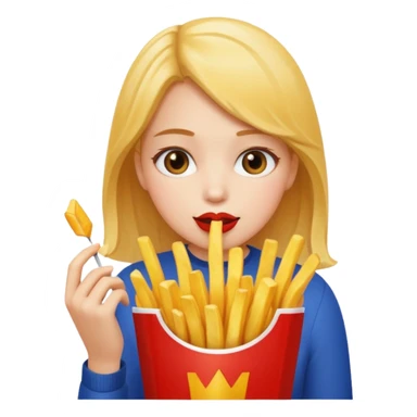 Girl munching fries sticker