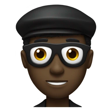 A black boy with a black top hat, a suit and an eyepatch sticker