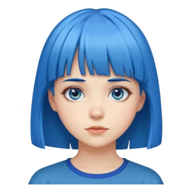 girl with bangs and blue hair just face sticker