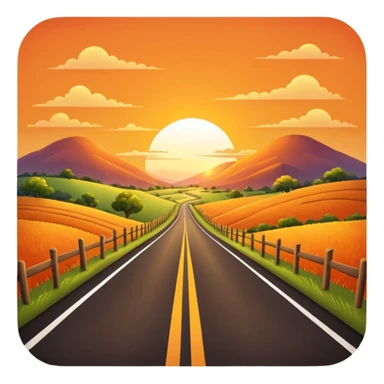 country road with sunset sticker