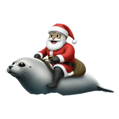 santa riding a seal sticker