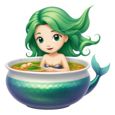 Mermaid in a soup bowl sticker