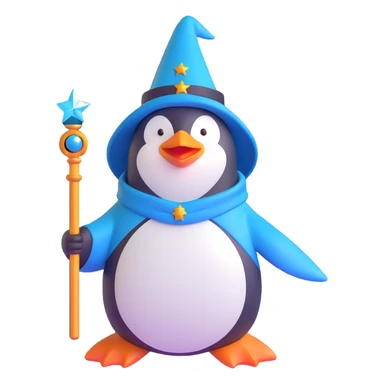 A penguin wizard sticker