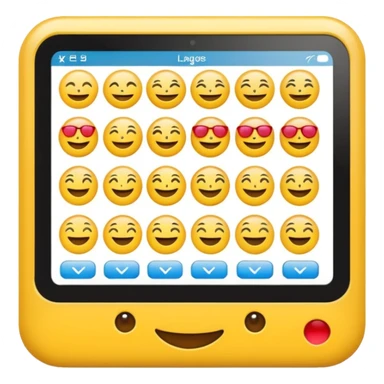 Create a realistic emoji of a device detecting different languages by analytics  sticker