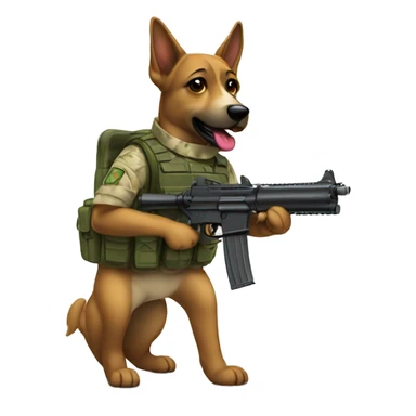 army dog with gun sticker