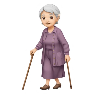 Old woman walking with cane sticker