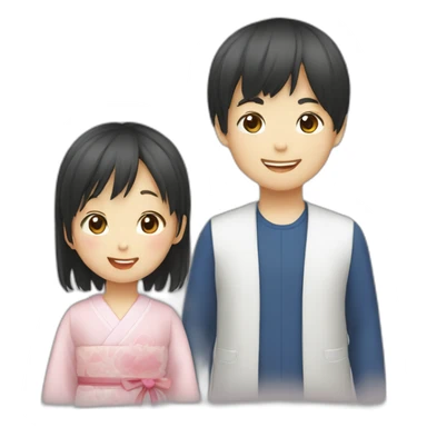 2yo japanese boy and 0yo japanese girl sticker