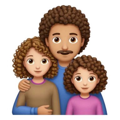 Brown dad with his two daughtersbone who is 5 and has curly hair and one who isn3 who has curly hair brown also sticker