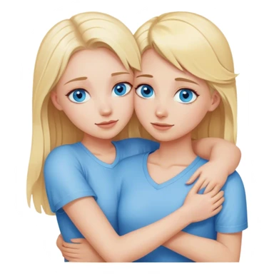 Two blonde girls with blue eyes hug sticker
