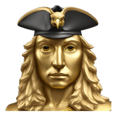 statue golden eagle with napoleon tricorne hat sticker