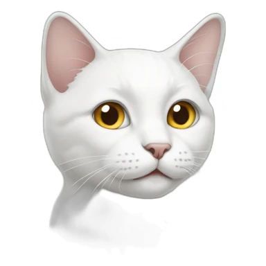white cat with grey ears and nose sticker