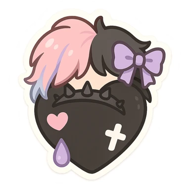 pastel emo black object   sticker