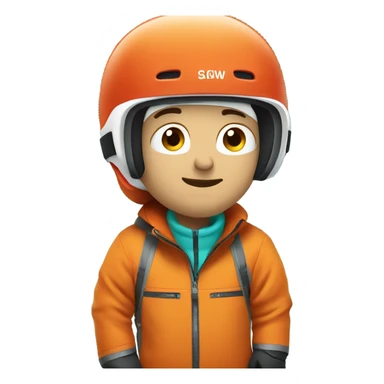 white Skier man wearing orange jacket and a RED HELMET and turquoise pants sticker