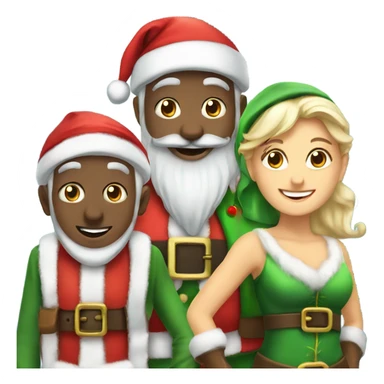 santa and 2 elves sticker