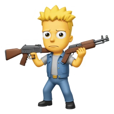 Bart simson qui tien une kalash et ki tire en l'air  sticker