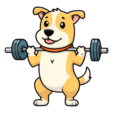 Dog lifting weights sticker