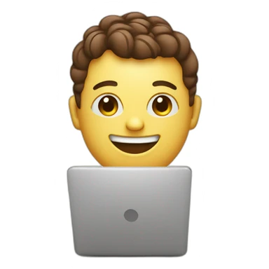 smiling cute coffee mug holding a laptop sticker