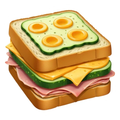 cucumber sandwich without excessive cucumber. with meat in them. bread slightly toasted. and melted cheese. make the cucumber dominant sticker