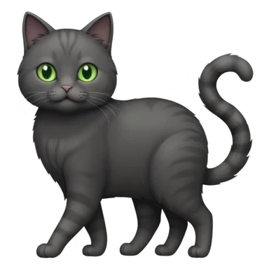 full body solid dark grey cat with green eyes, white paws and white whiskers walking sticker
