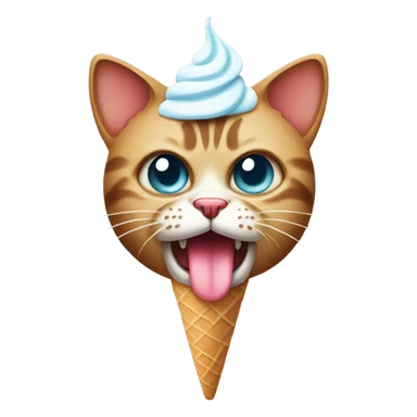 Angry Cat with ice cream on head sticker