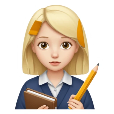 Blonde girl studyng sticker