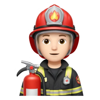 Firefighter with white color helmet with fire extinguisher sticker