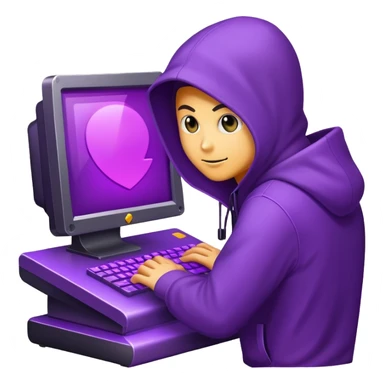 Hacker computer running terminal purple sticker
