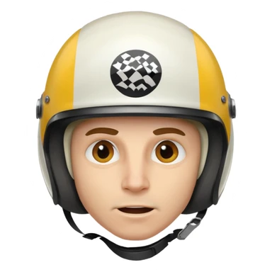 white male racer in helmet, crazy look, taking risks sticker