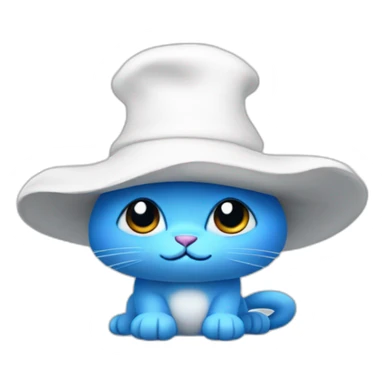 A blue cat with a white hat that looks like a mushroom, his skin is blue and he has white pants sticker