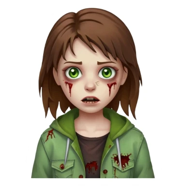 girl zombie with brown hair and green eyes sticker