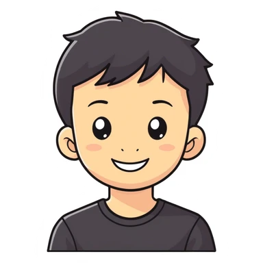 smiling boy in black shirt sticker