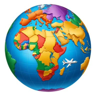 Globe Showing Europe-Africa with plane flying around it sticker